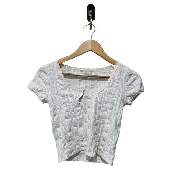 Madewell Pointelle Scoopneck Crop Tee Size XXS - Picture 5 of 6
